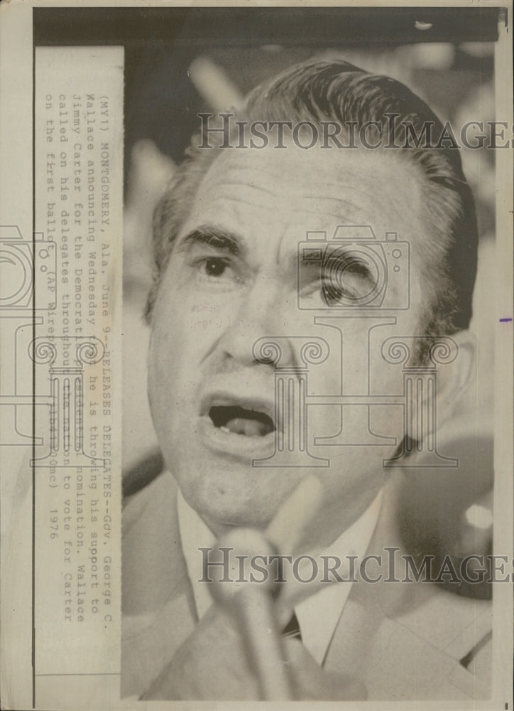 1976 Press Photo Gov George Wallace of Alabama - Historic Images