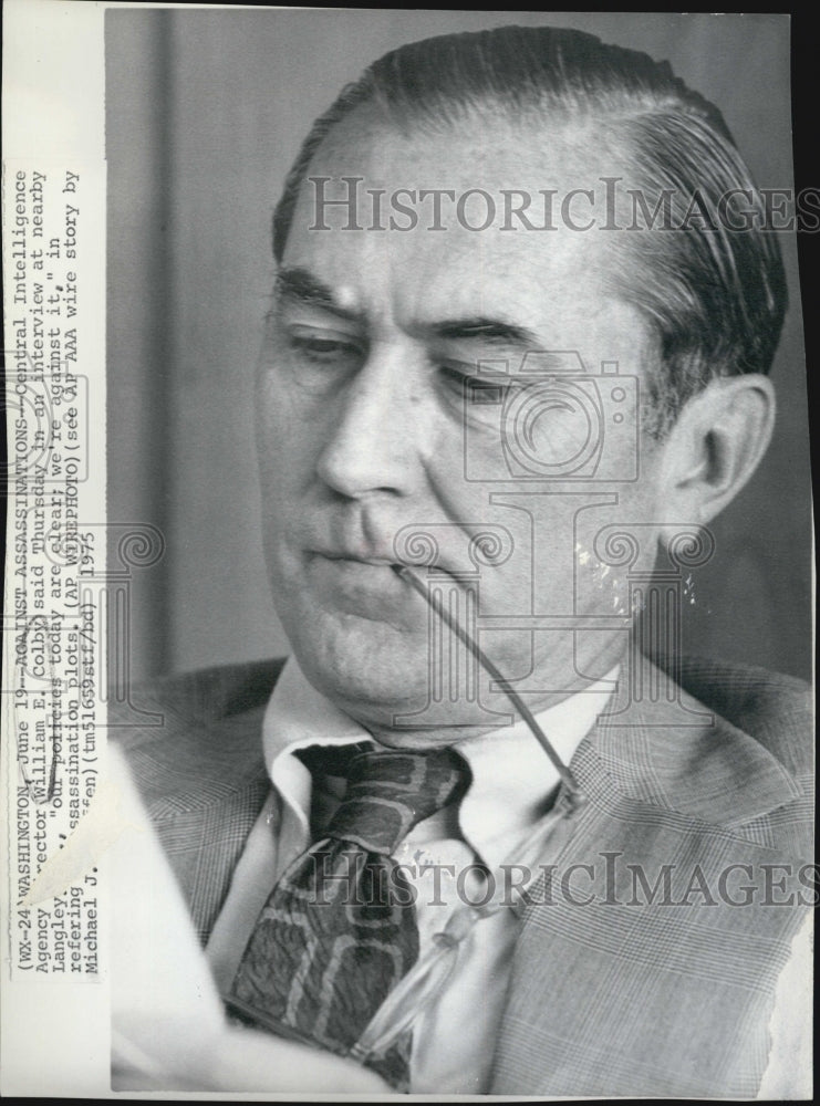 1975 Press Photo William Colby CIA Central Intelligence Agency Director - Historic Images