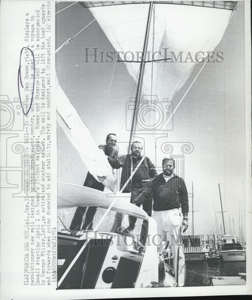 1971 Press Photo Comedian Actor Dan Rowan new sail designed by Phil Strangeland - Historic Images