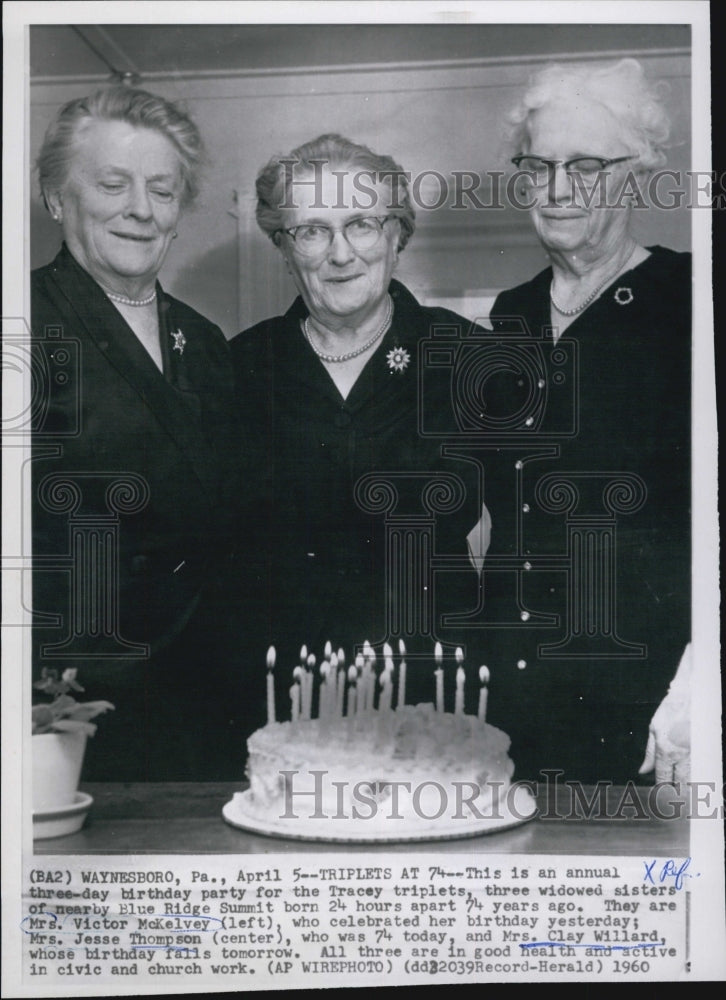 1960 Press Photo 3 widow triplet sisters Mrs Victor McKelvey Mrs Jesse Thompson - Historic Images