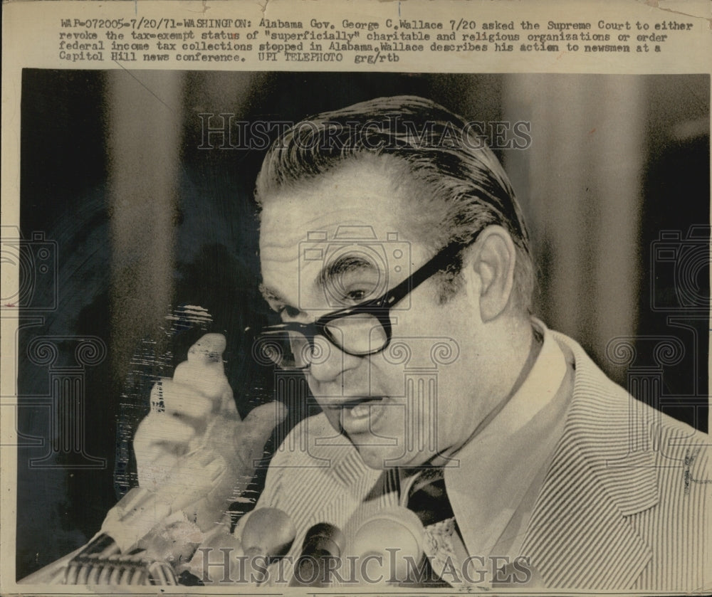 1971 Press Photo Alabama Gov. George C. Wallace - Historic Images