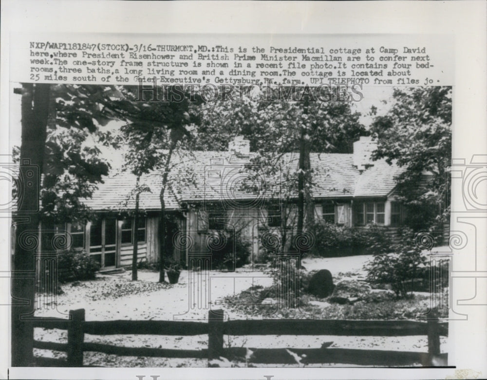 1958 Press Photo Presidential Cottage at Camp David in Thurmont Missouri - Historic Images