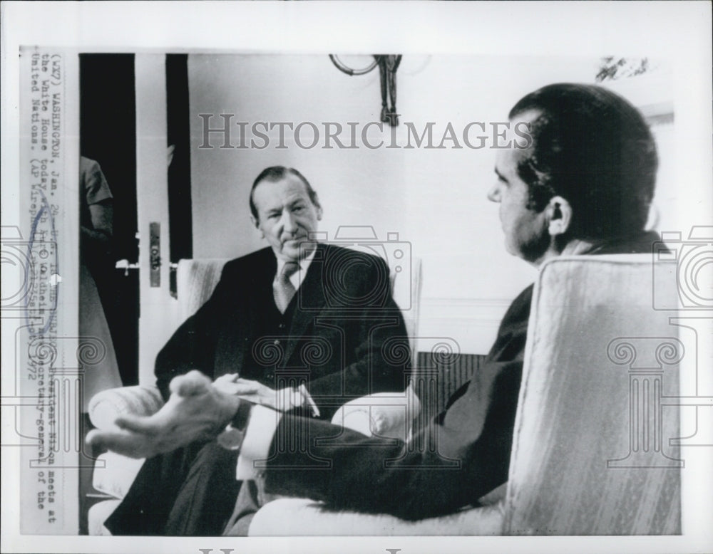 1972 Press Photo President Nixon meets with Secretary General of the United - Historic Images