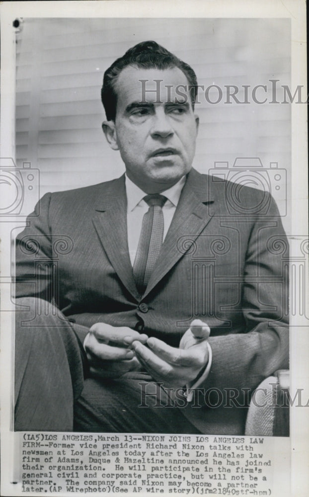 1961 Press Photo Former Vice President Richard Nixon joins law firm - Historic Images