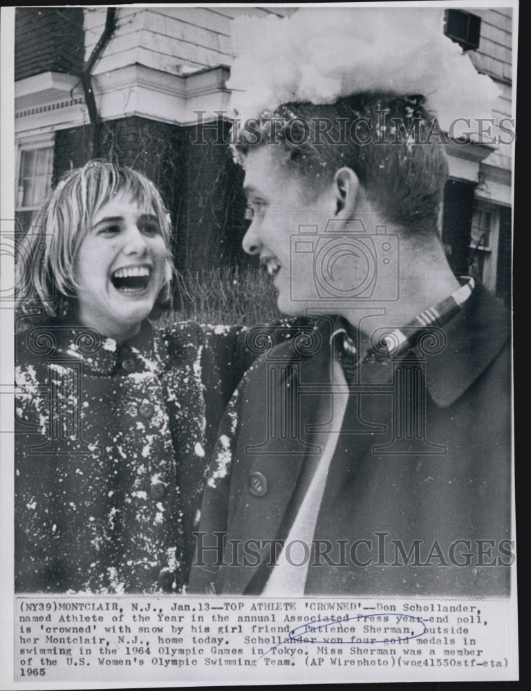 1965 Press Photo Patience Sherman &amp; Don Schollander &quot;Athlete of the Year&quot; - Historic Images