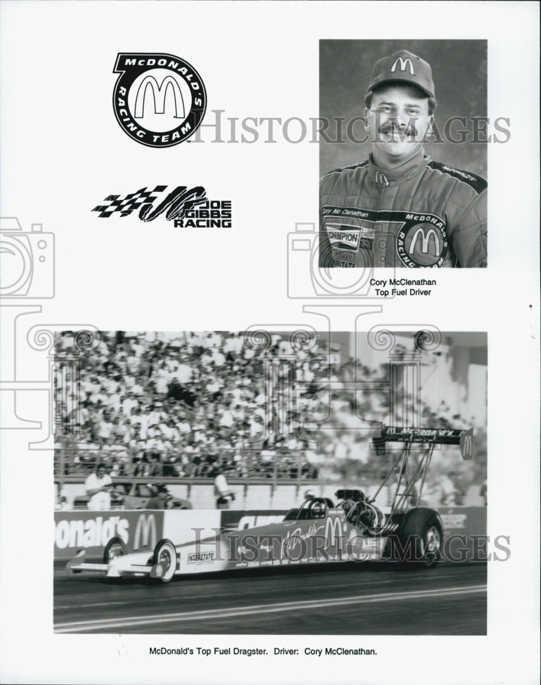 1995 Press Photo McDonald's Top Fuel Dragster Driver Cory McClenathan - Historic Images