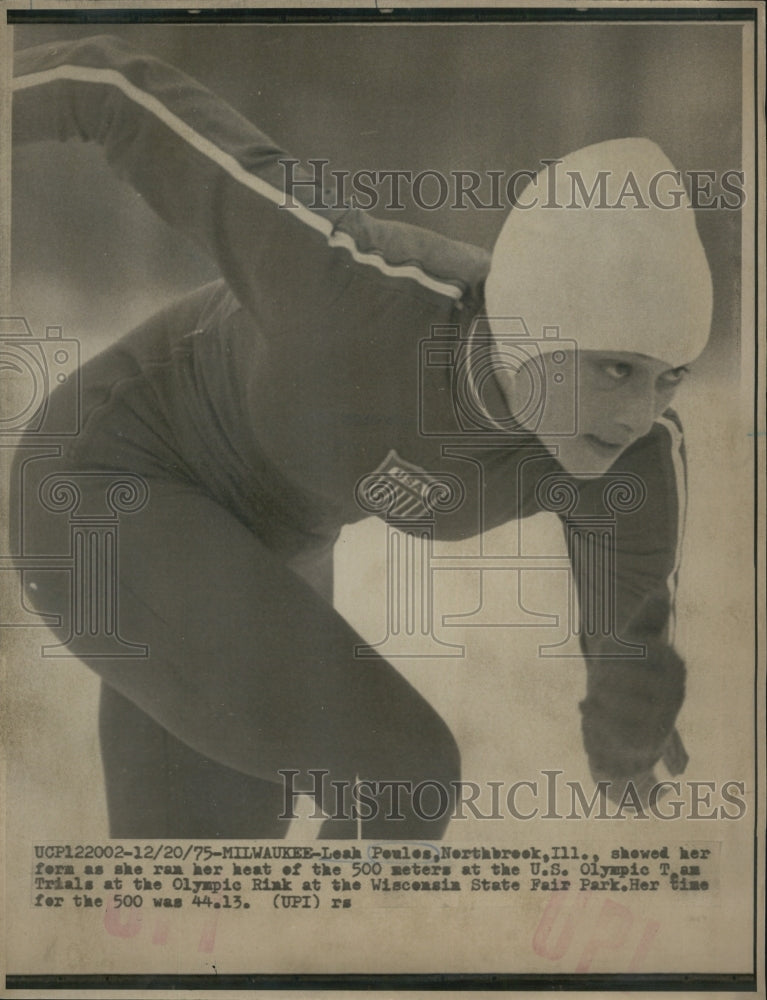 1975 Press Photo Leah Peules Skating at US Olympic Trials - Historic Images