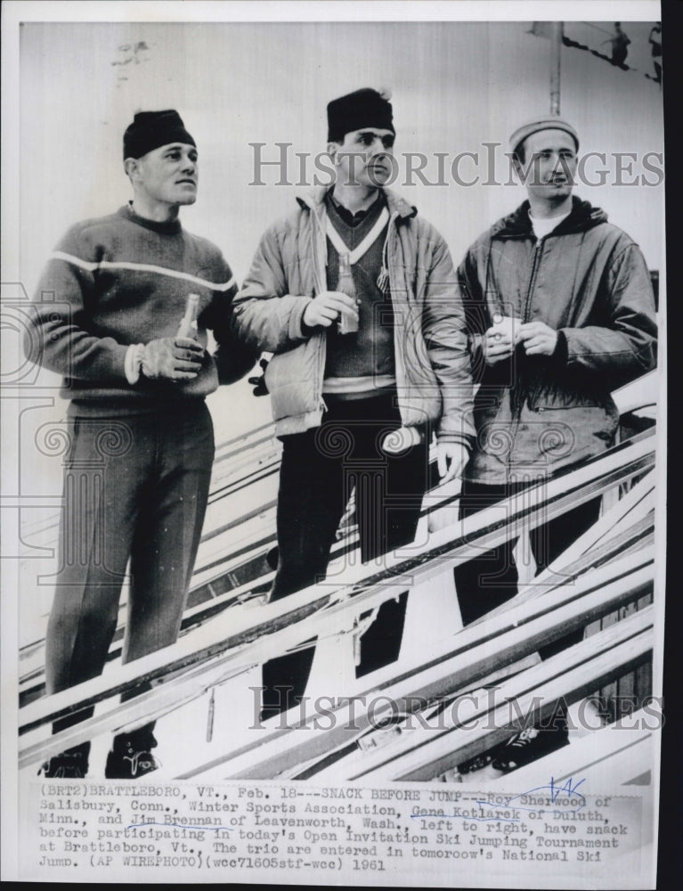 1961 Press Photo Roy Sherwood, Gene Kotlarek And Jim Brennan - Historic Images