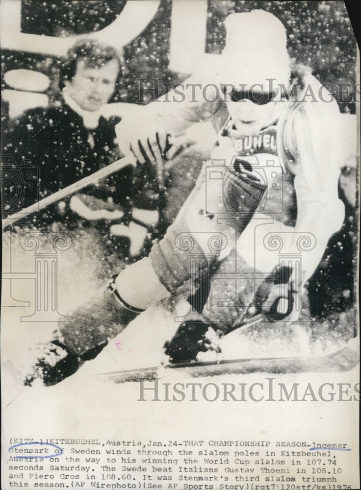 1976 Press Photo Sweden Skier Ingemar Stenmark World Cup Slalom in Kitzbeuhel - Historic Images