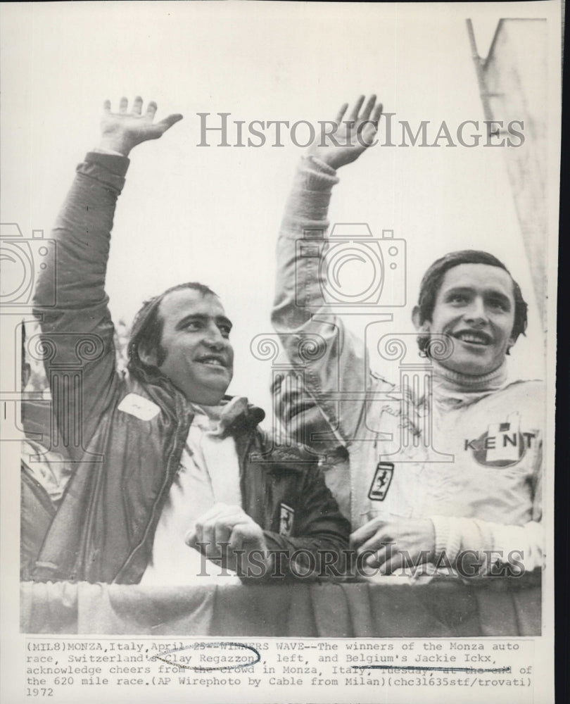 1972 Press Photo Clay Regazzoni &amp; Jackkie Ickx Winner of Monza Auto Race Switzer - Historic Images