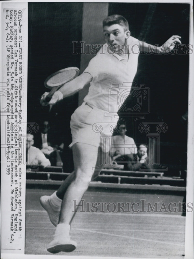 1959 Press Photo Barry MacKay Wimbledon Tennis Tournament Mens Singles - Historic Images