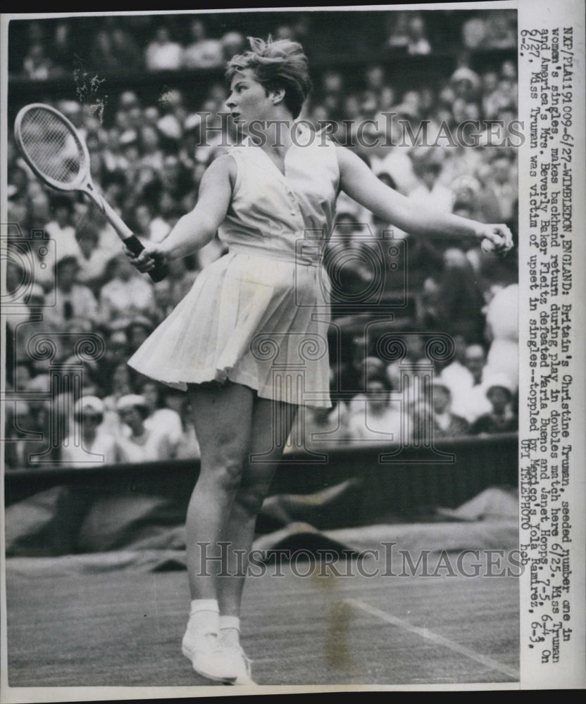 1959 Press Photo Christine Truman British Doubles Wimbledon Tennis Tournament - Historic Images