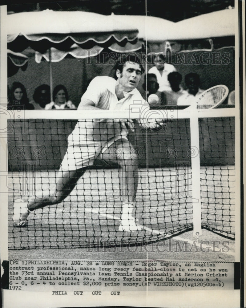 1972 Press Photo England&#39;s Roger Taylor Beats Mation Cricket in Pennsylvania - Historic Images