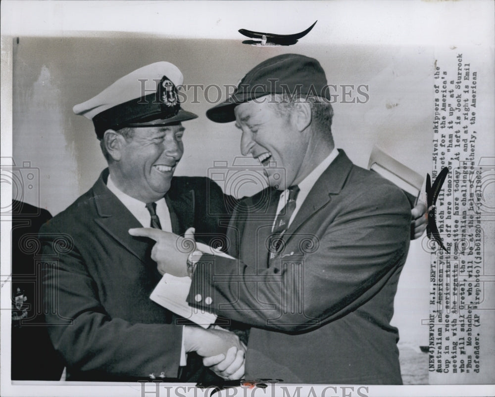 1962 Press Photo Skippers of Australian &amp; American Yachts Sturrock &amp; Mosbacher - Historic Images