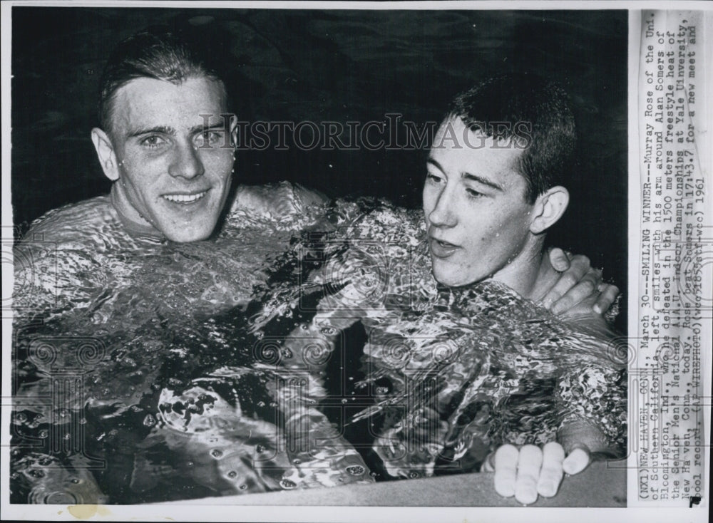 1961 Press Photo Murray Rose, Swimming Champion From Australia With Alan Somers - Historic Images