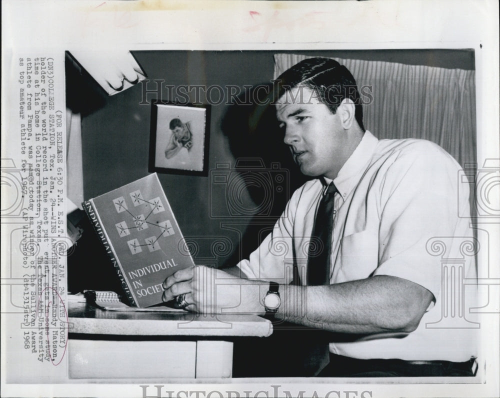 1967 Press Photo Randy Matson, World Record Holder of Shot-Put - Historic Images