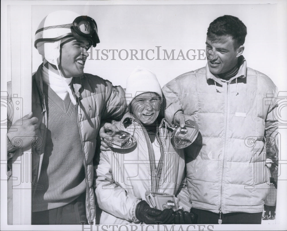 1962 Press Photo Phil Cole, Mary Stowell, Warren Witherell, Skiers - Historic Images
