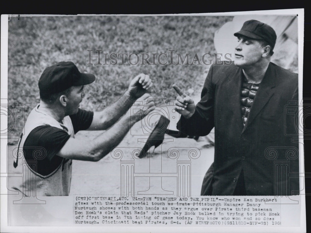 1960 Press Photo Umpire Ken Burkhart Pittsburgh Manager Danny Murtaugh - Historic Images