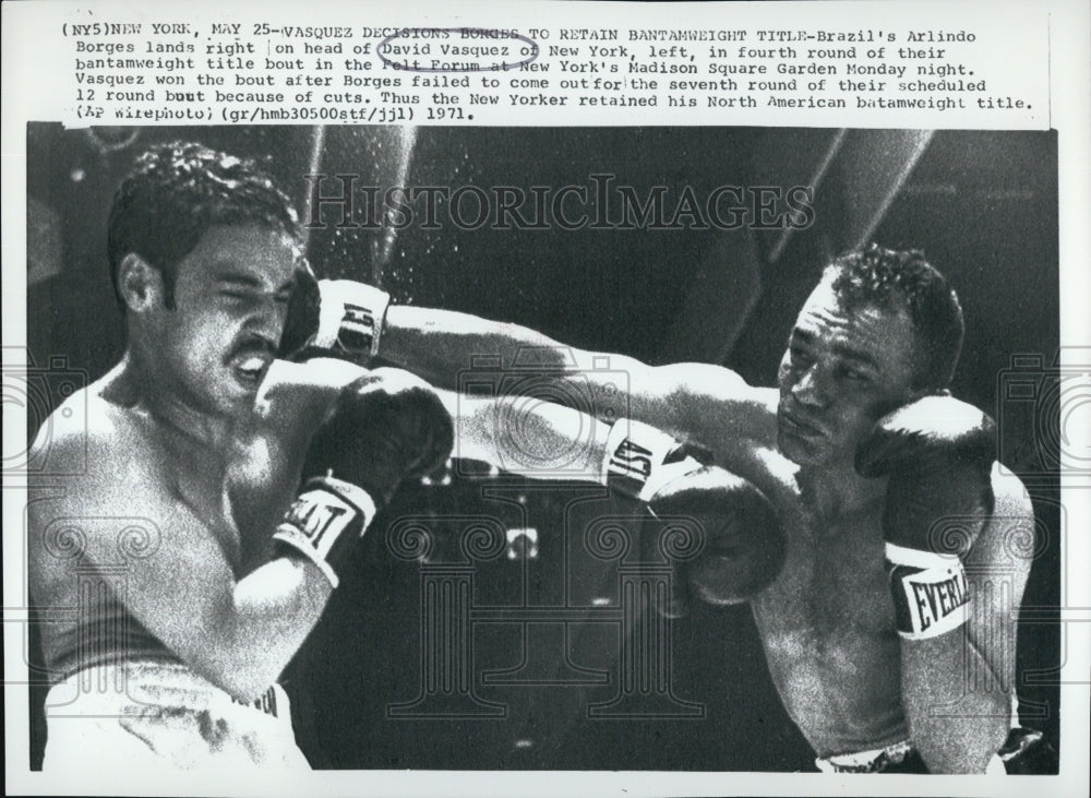 1971 Press Photo Boxers Arlindo Borges and David Vasquez - Historic Images