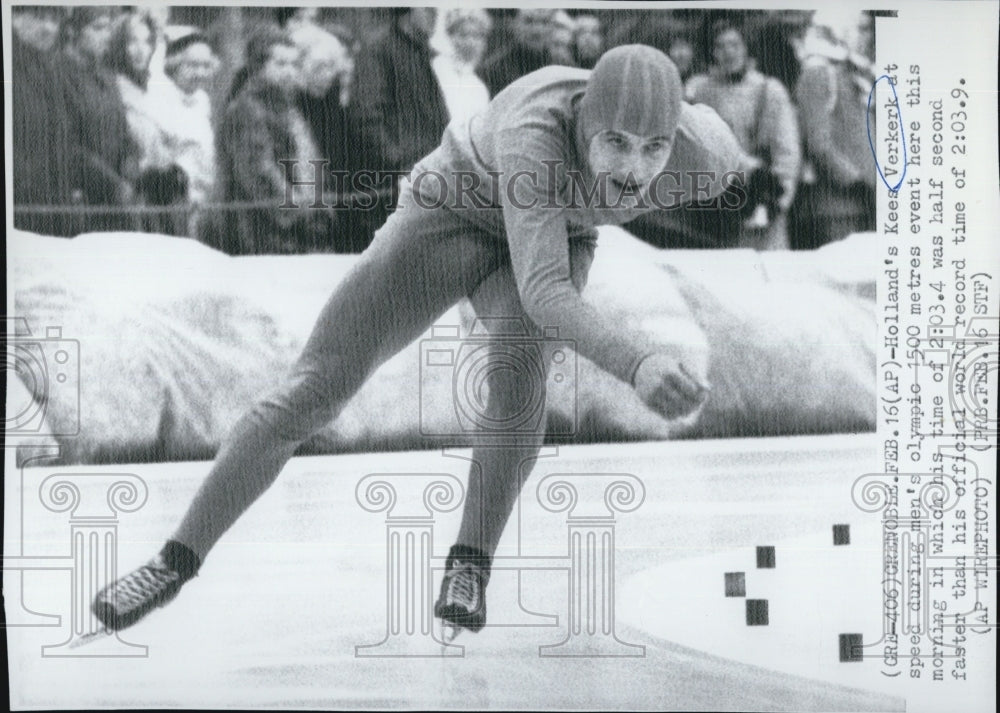 1968 Press Photo Netherlands Kees Verkerk Olympic Speed Skating Gold Medal - Historic Images