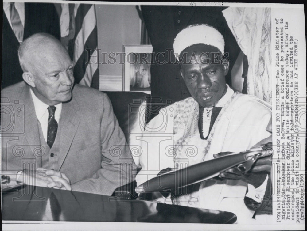 1960 Press Photo Abubakar Balewa, Prime Minister of Nigeria With Eisenhower - Historic Images