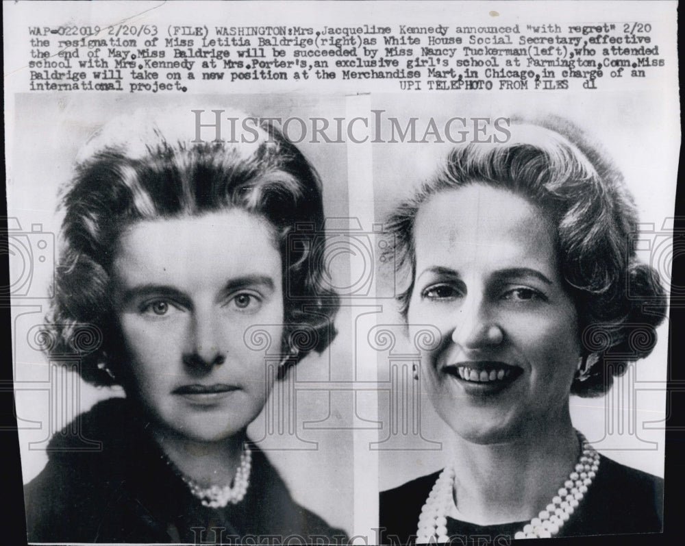 1963 Press Photo Ms. Letitia Baldrigde Resigns White House Secretary Position - Historic Images
