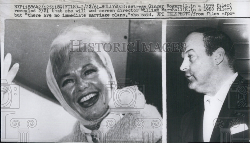 1961 Press Photo Ginger Rogers And William Marshall - Historic Images