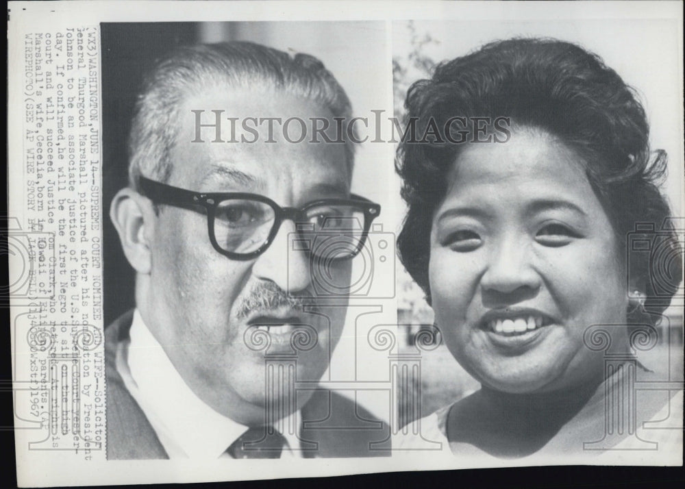 1967 Press Photo Thurgood Marshall And Wife - Historic Images