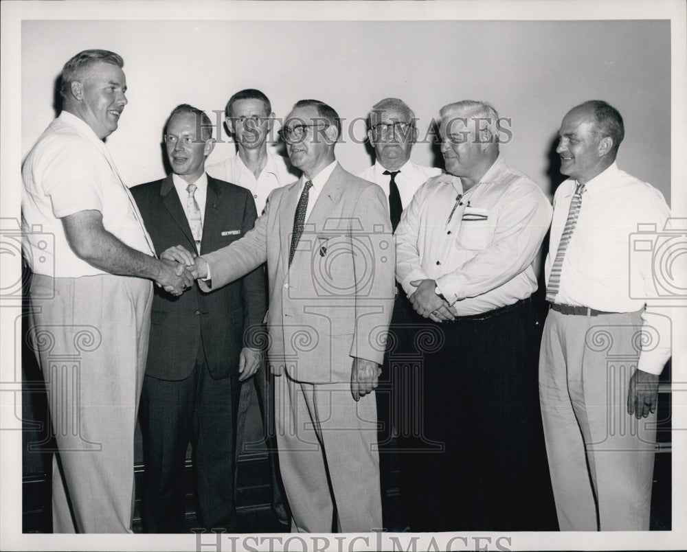 1959 Press Photo Officers Firefighers Square club MA William Carpenter - Historic Images