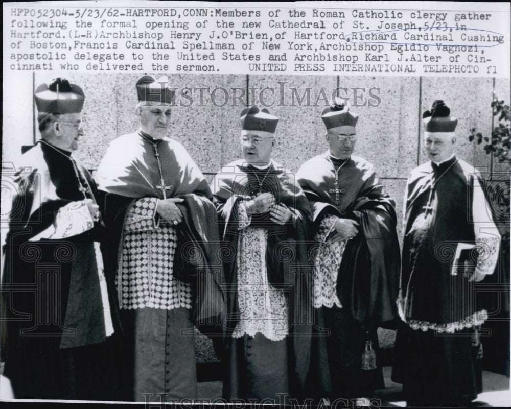 1962 Press Photo Richard Cardinal Cushing and Cardinal Spellman &amp; Vagnozi - Historic Images