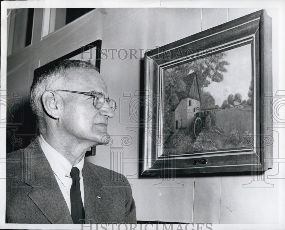 1956 Press Photo Robert Cutler, Assistant to Dwight Eisenhower in Bank - Historic Images