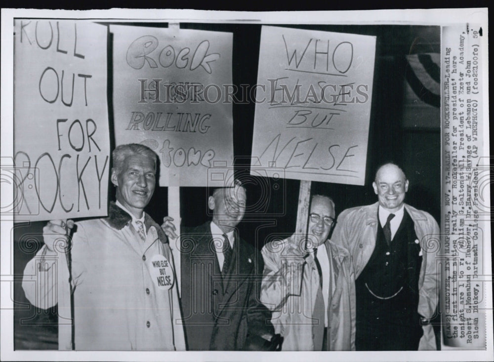 1959 Press Photo William G. Saltonstall & Robert S. Monahan During Rally - Historic Images