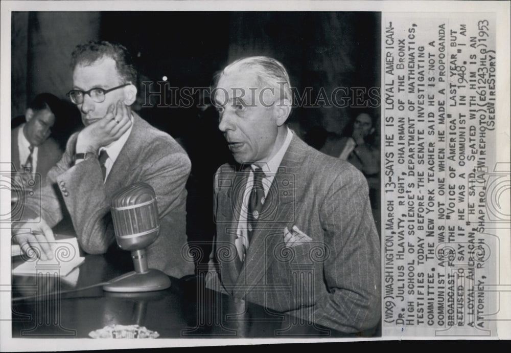 1953 Press Photo Dr Julius Hlavaty, NY Teacher Hearing Claims is Not Communist - Historic Images