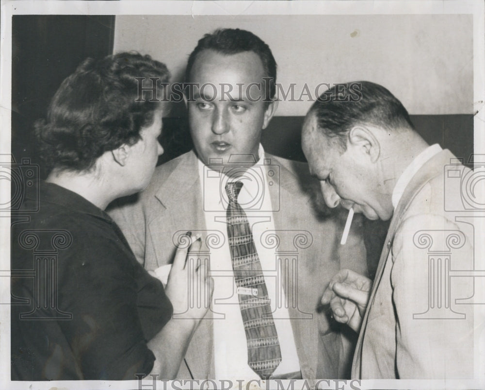 1959 Press Photo Police Officer John Hoage Charged with Larceny with Wife &amp; Atty - Historic Images