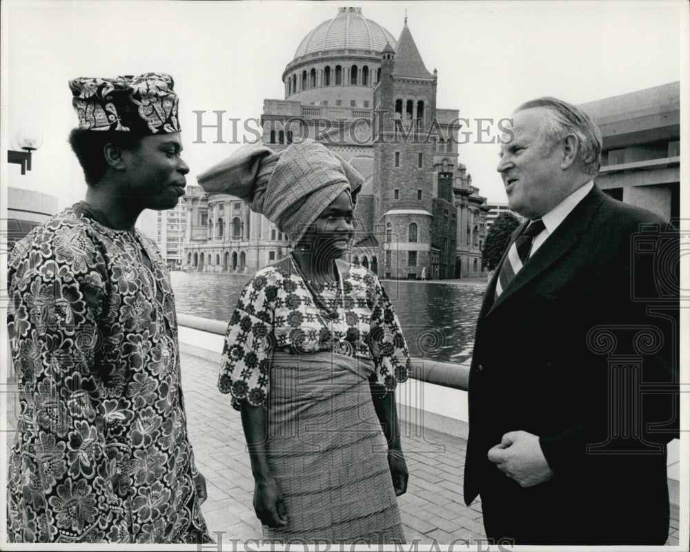 Press Photo Samson Akinrunwa of Ghana, Bose Adedaji of Nigeria &amp; Otto Bertschi - Historic Images