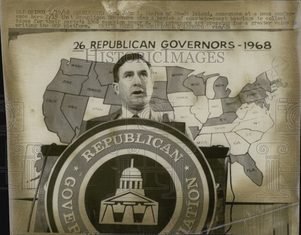 1968 Press Photo Governor John Chafee of Rhode Island in Washington - Historic Images