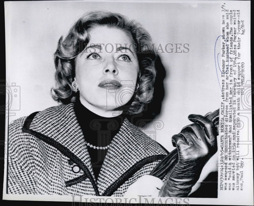 1965 Press Photo Actress Eleanor Parker Divorcing Husband - Historic Images