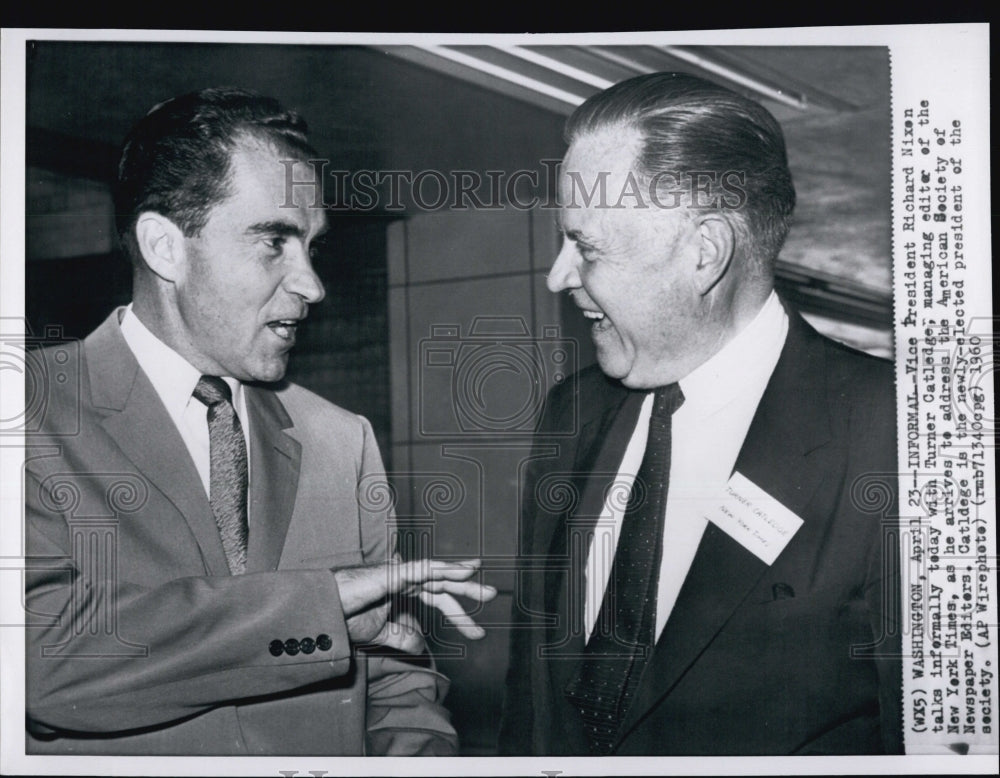 1960 Press Photo Richard Nixon And Turner Catledge - Historic Images