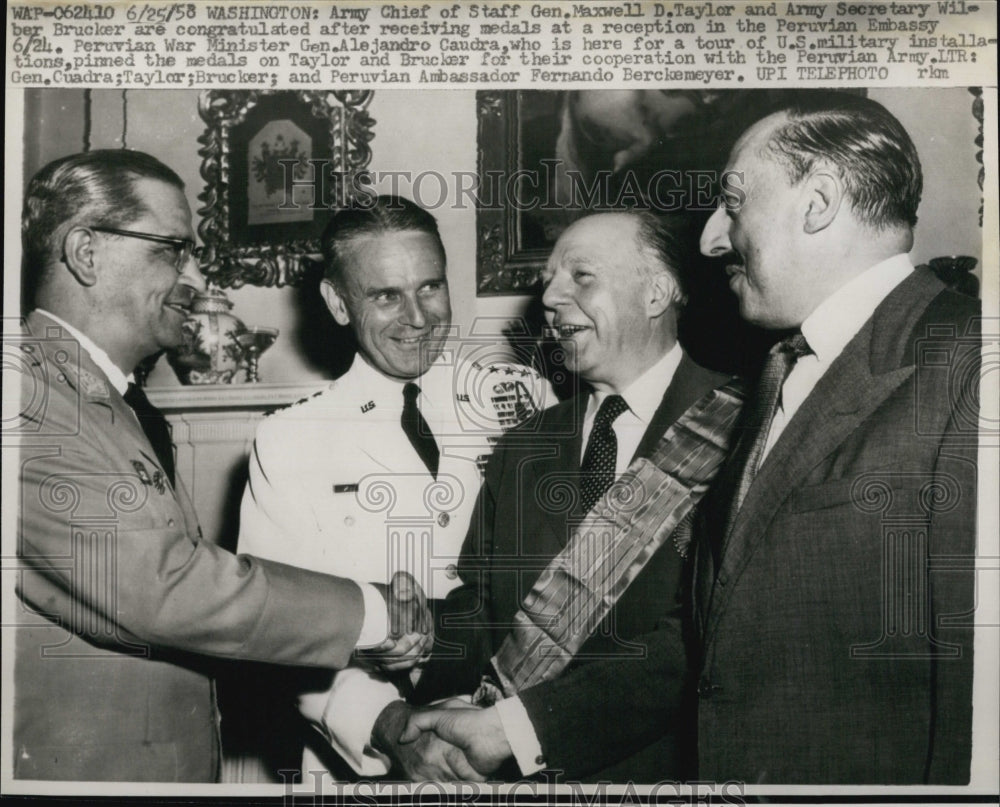 1958 Press Photo General Maxwell Taylor And Wilber Brucker - Historic Images