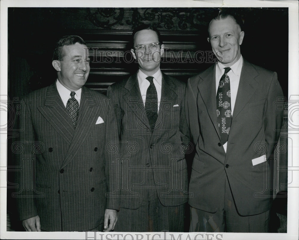 1951 Press Photo Thomas Meagher, Dean Francis Keppel Harvard Univ &amp; Alan Furber - Historic Images