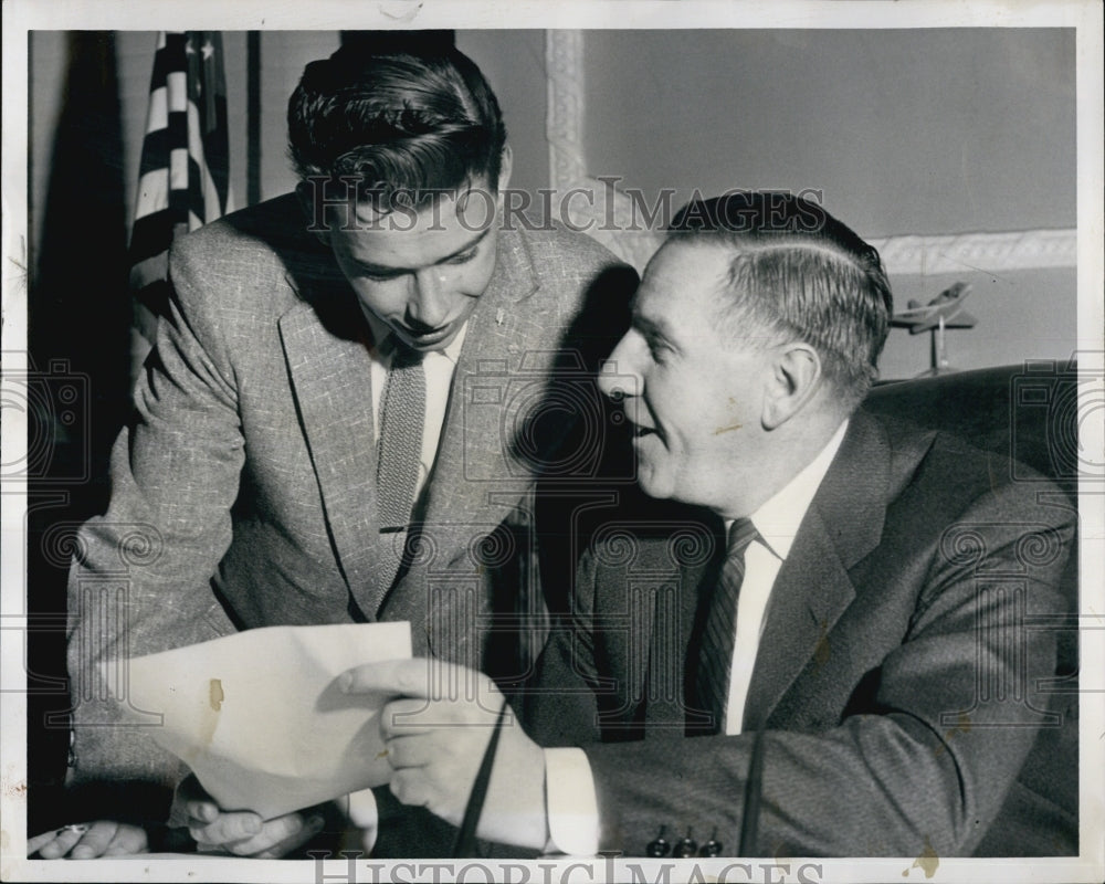 1957 Gov. Furcolo Meets Cabinboy on the Mayflower, Joe Meany - Historic Images