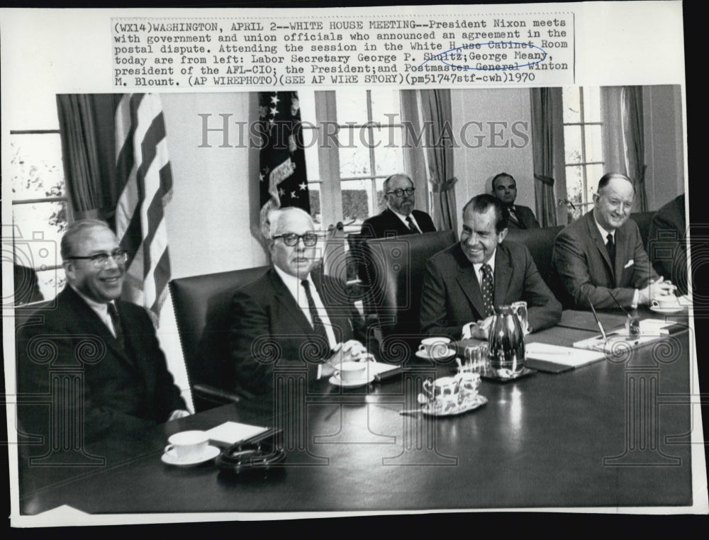 1970 President Nixon and Officials in Cabinet Room - Historic Images