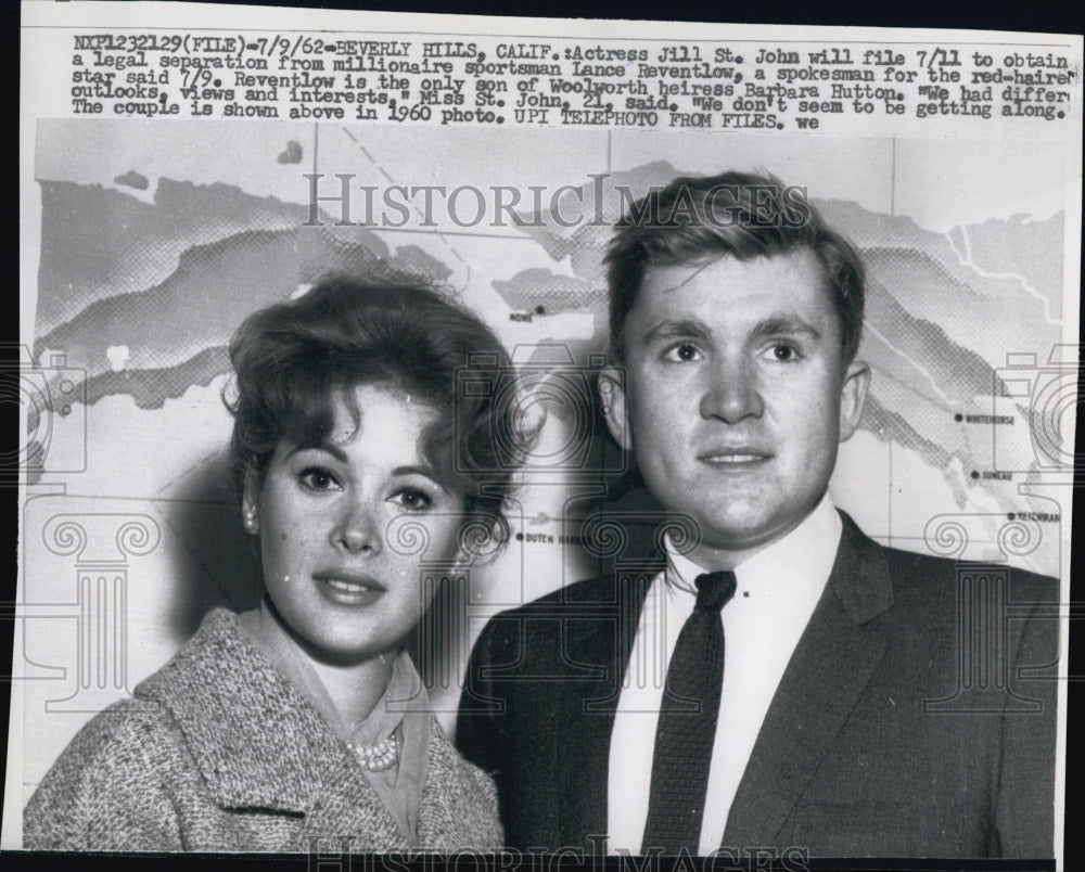 1962 Press Photo Actress Jill St John Married Lance Reventlow Heir to Woolworth - Historic Images