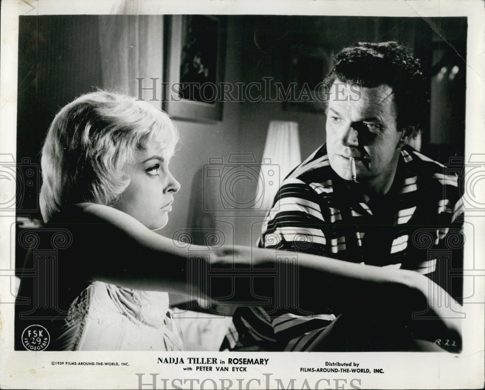 1959 Press Photo Actress Nadja Tiller Peter Van Eyck Movie Rosemary - Historic Images