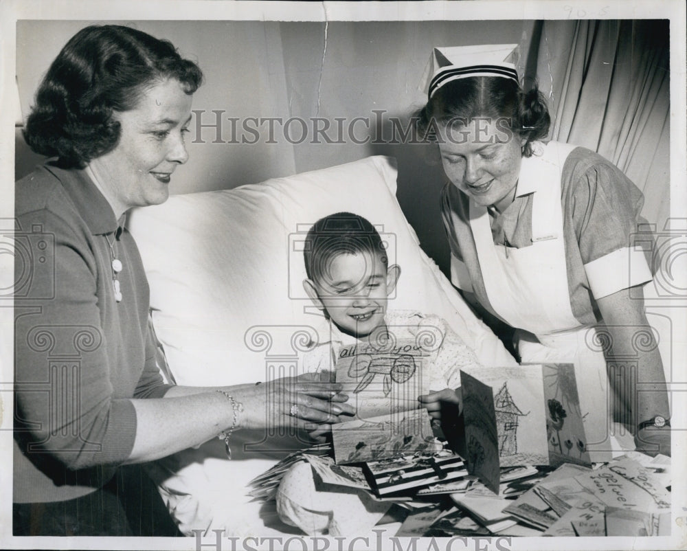 1959 Press Photo Michael Marchetti Gets Get-Well Cards - Historic Images