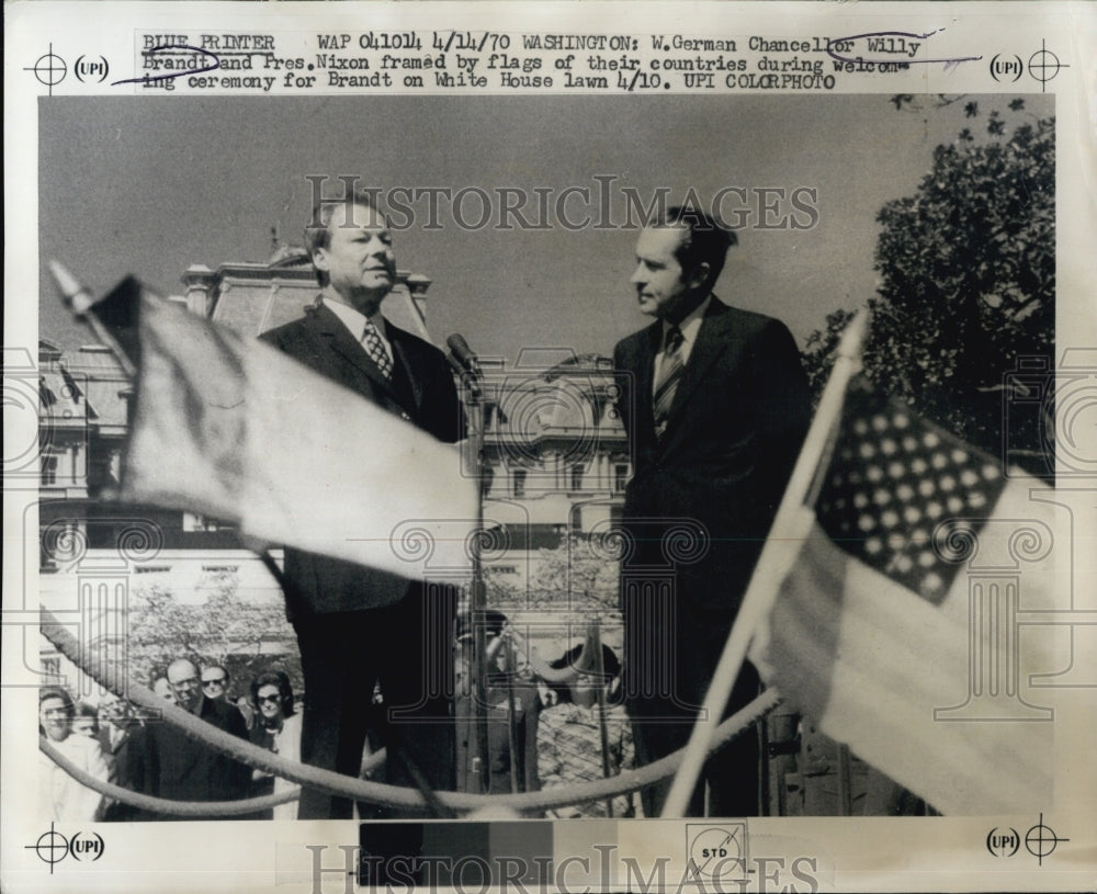 1970 Press Photo Willy Brandt and Pres. Nixon at White House - Historic Images