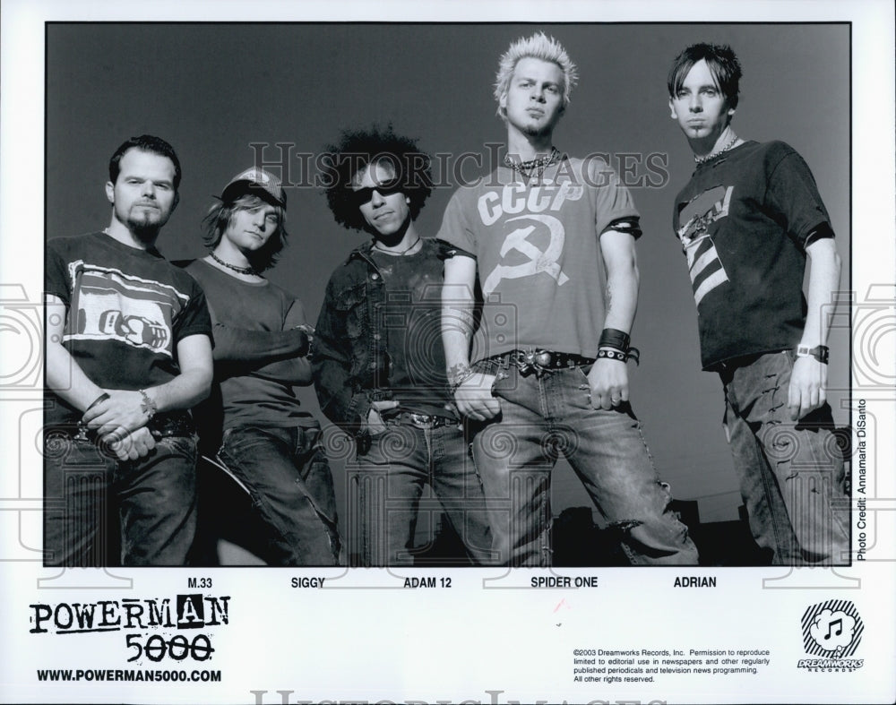 2003 Press Photo Powerman 5000 Boston Industrial Metal Band Dreamworks Records - Historic Images