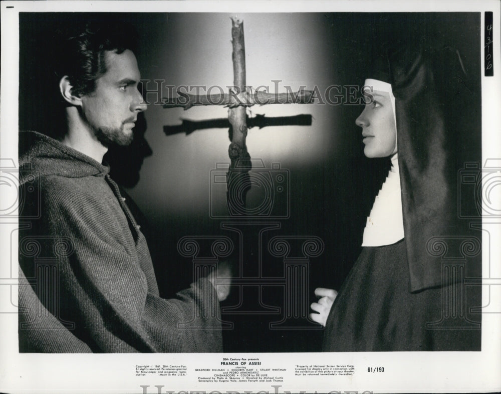 1963 Press Photo Actor Bradford Dillman in "Francis of Assisi" - Historic Images