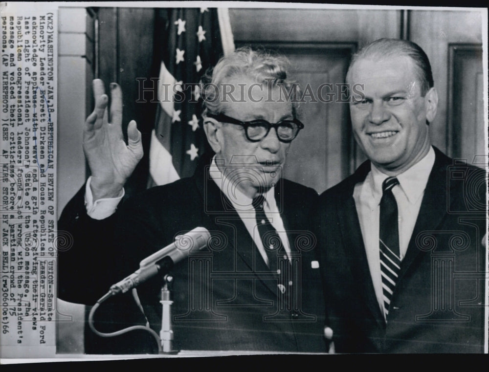 1966 Senate Minority Leader Everett Dickson &amp; House Rep Leader Ford - Historic Images