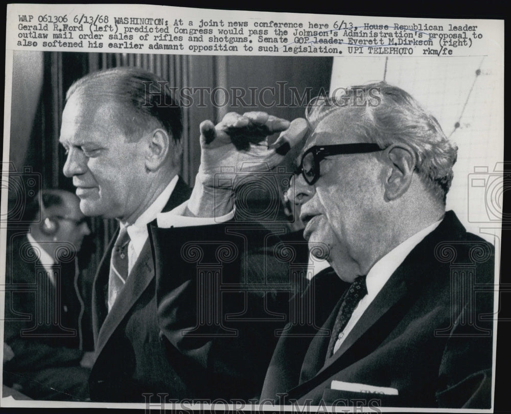 1968 Press Photo House Rep Leader Gerald Ford & Senate GOP Leader Dirkson - Historic Images